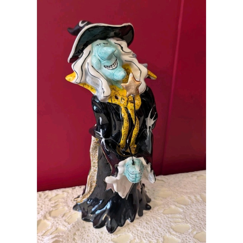 Blue Sky Heather Goldminc Ceramic Witch Tealight candle holder Halloween decor
